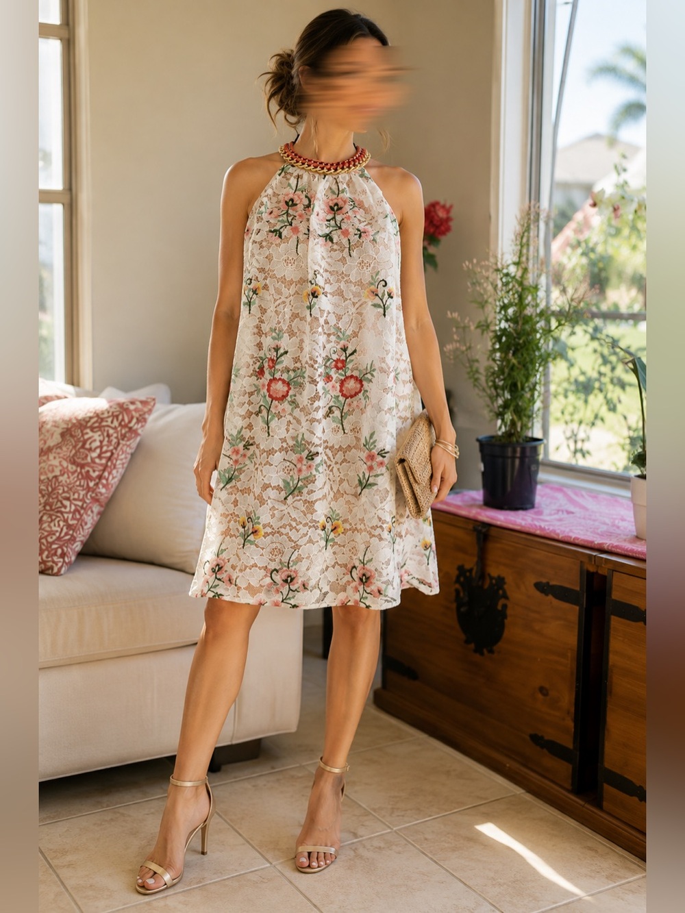 Belle Badgley Mischka Embroidered Dress